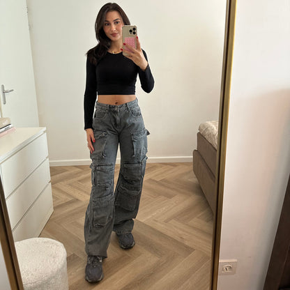 Faye Pocket Jeans - Grijs